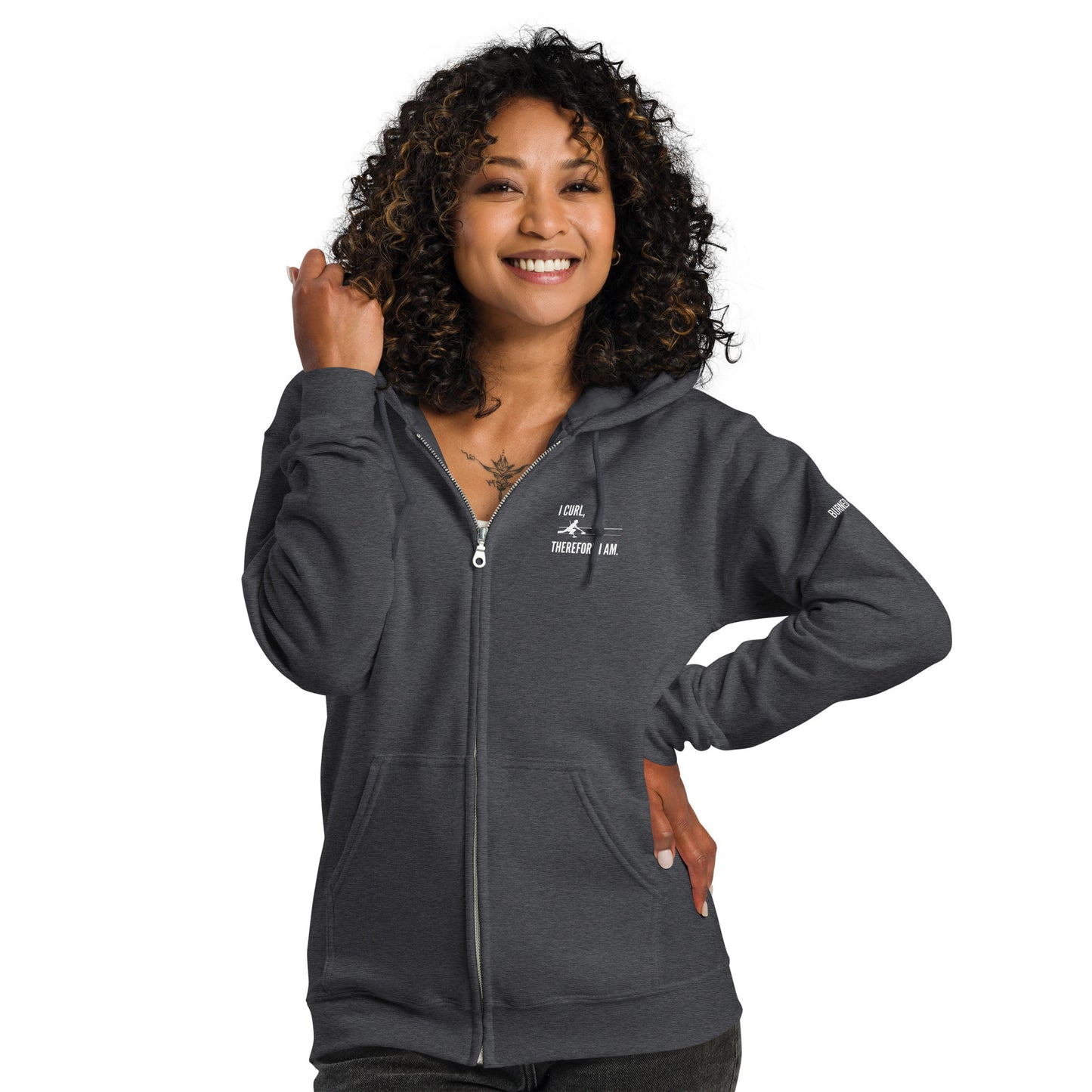 I curl therefore I am heavy blend zip hoodie - dark