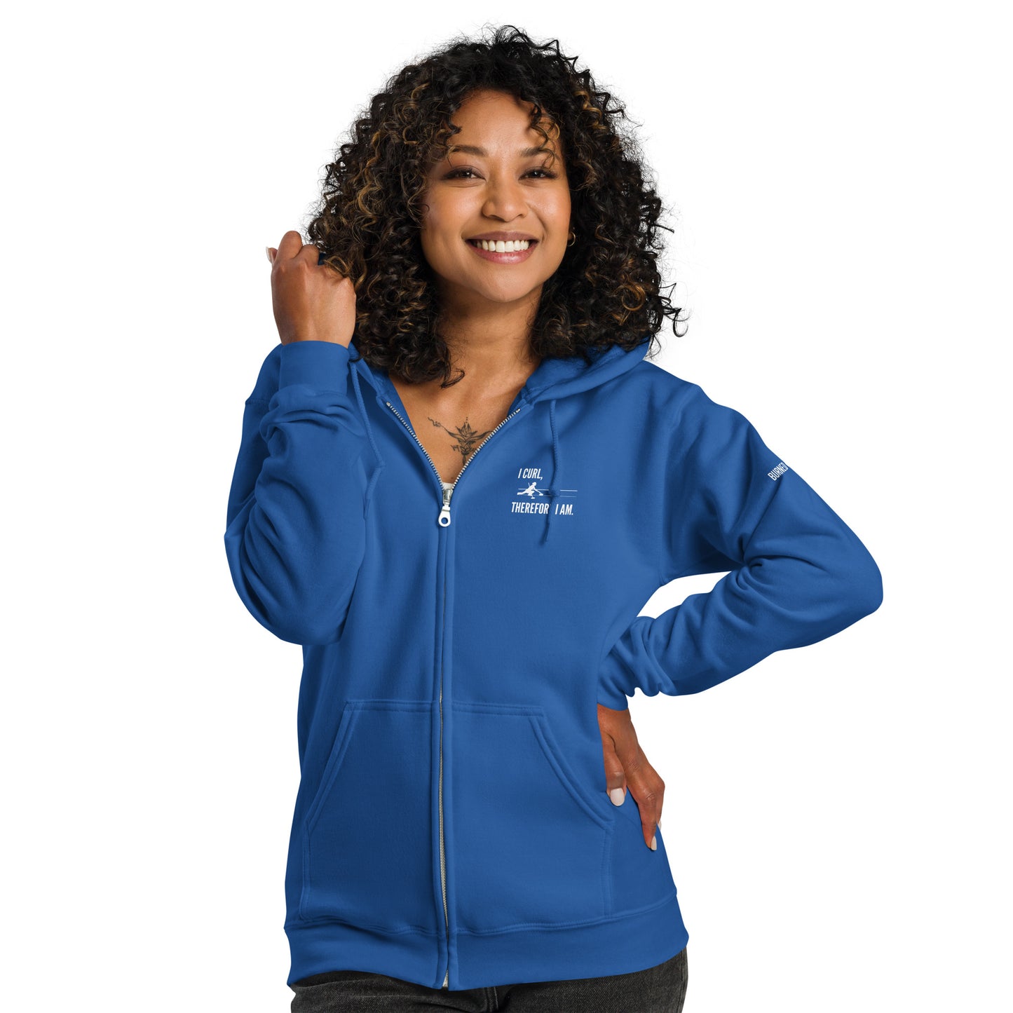 I curl therefore I am heavy blend zip hoodie - dark