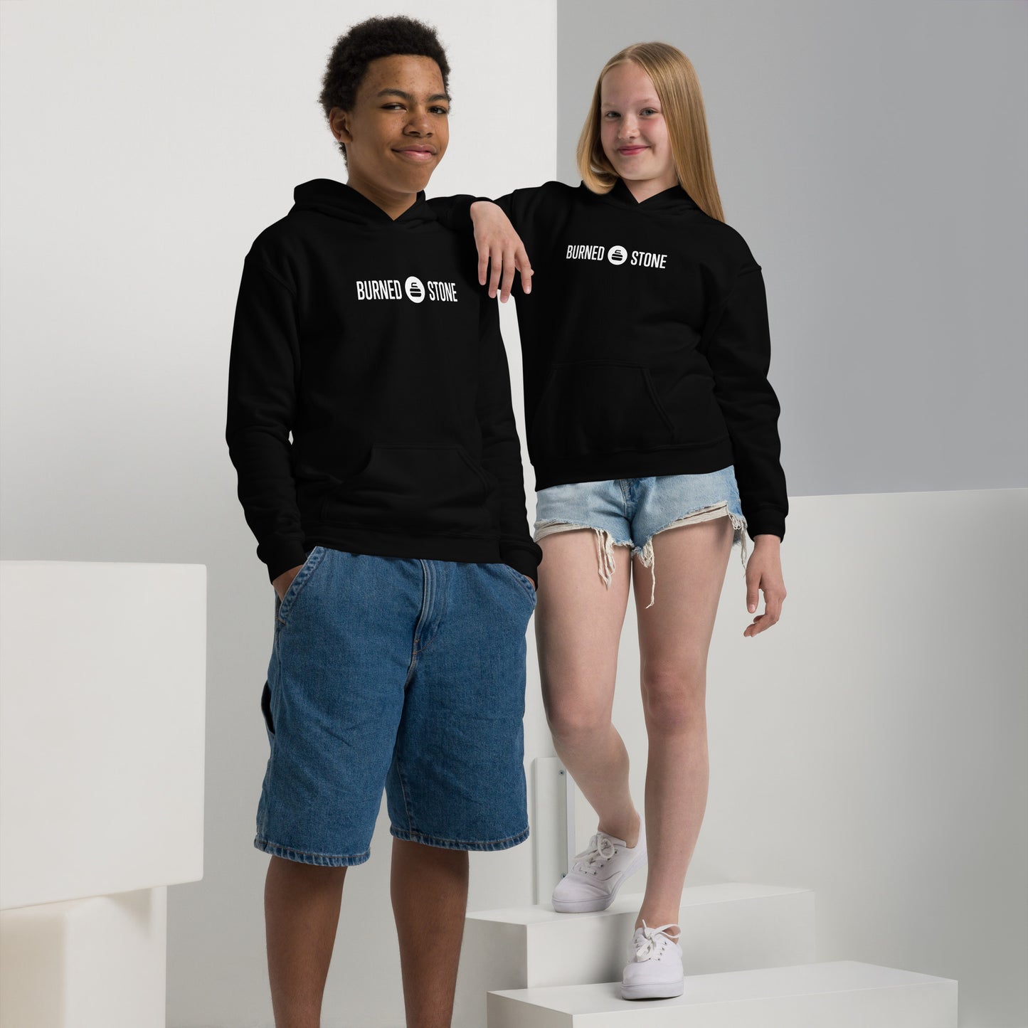 Burned Stone Logo Youth Heavy Blend Hoodie