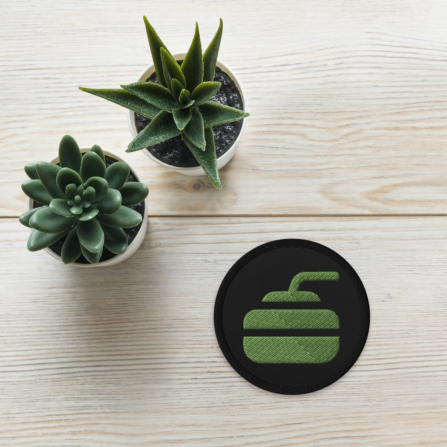 Curling Stone Embroidered Patches