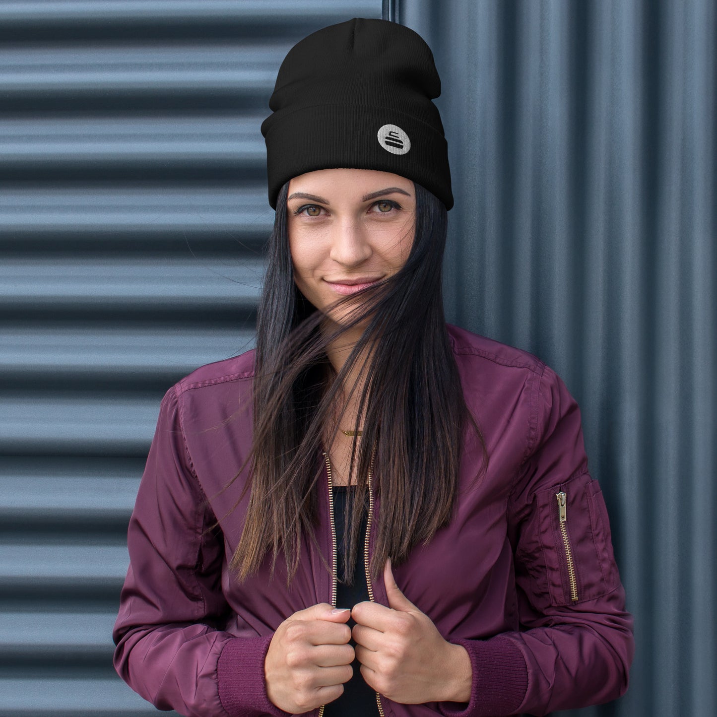 Burned Stone Logo Embroidered Beanie