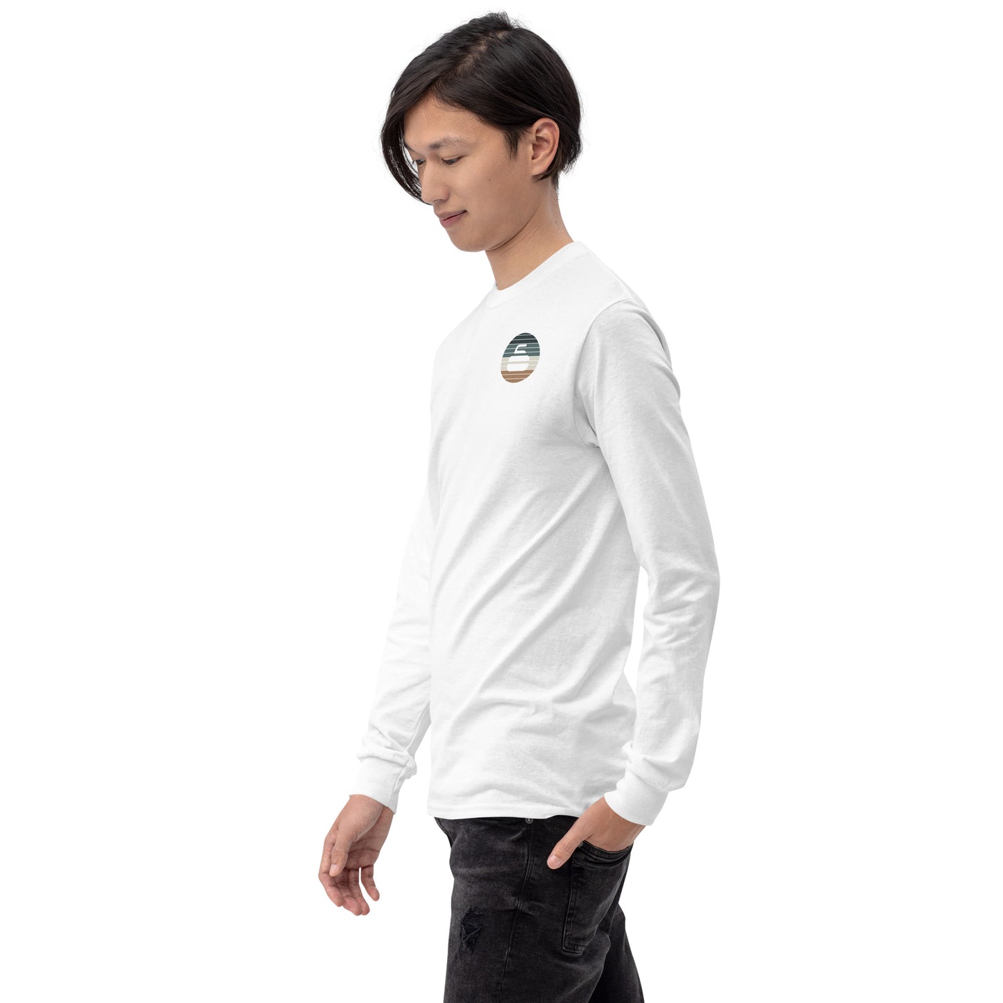 Striped Stone Long Sleeve Tee - Neutral (Left Chest)
