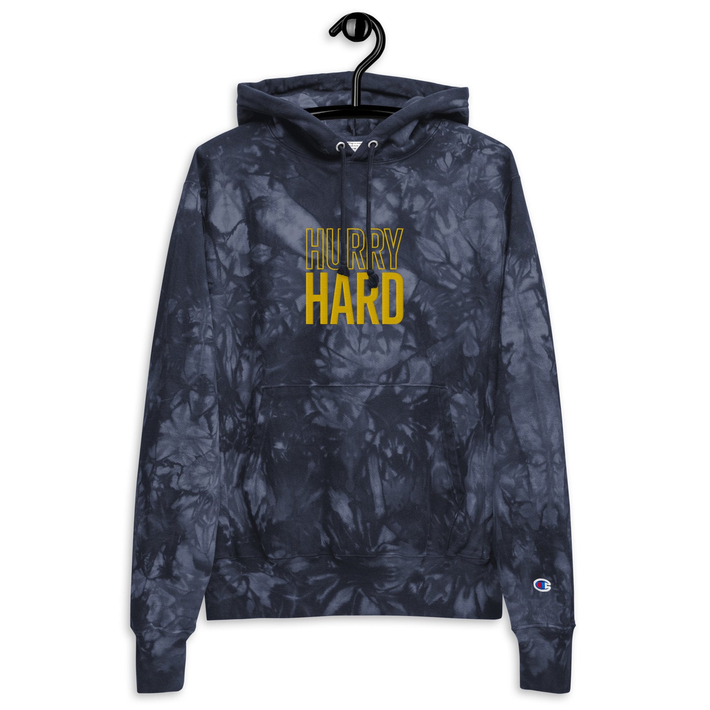 Hurry Hard Champion Tie-Dye Hoodie - Blue/Gold