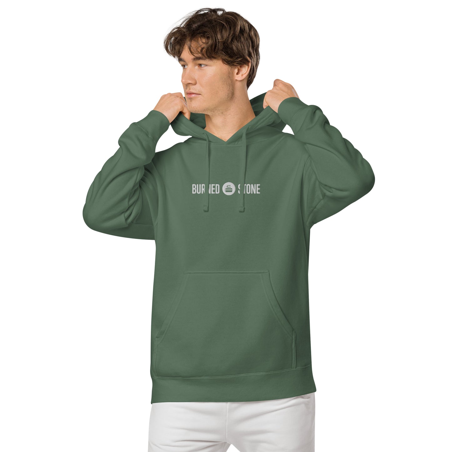Burned Stone Logo Pigment-Dyed Hoodie