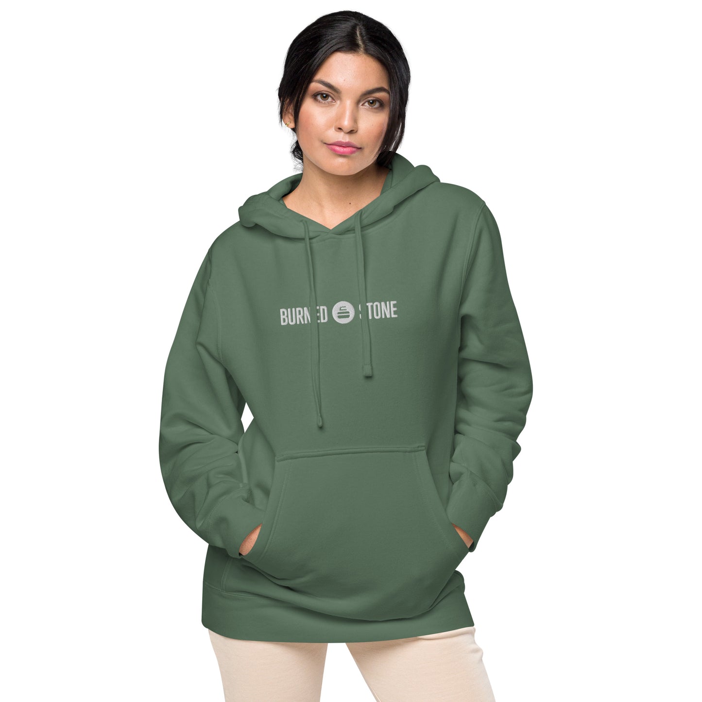 Burned Stone Logo Pigment-Dyed Hoodie