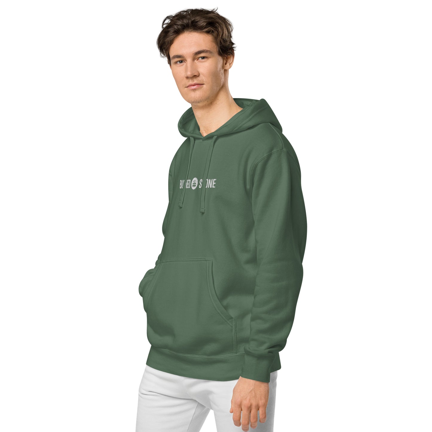 Burned Stone Logo Pigment-Dyed Hoodie