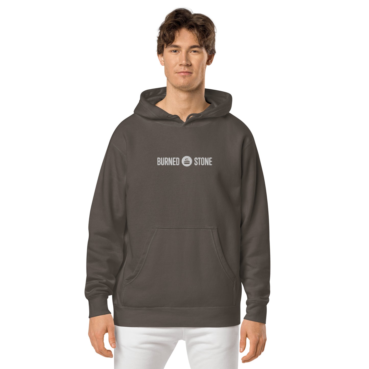 Burned Stone Logo Pigment-Dyed Hoodie