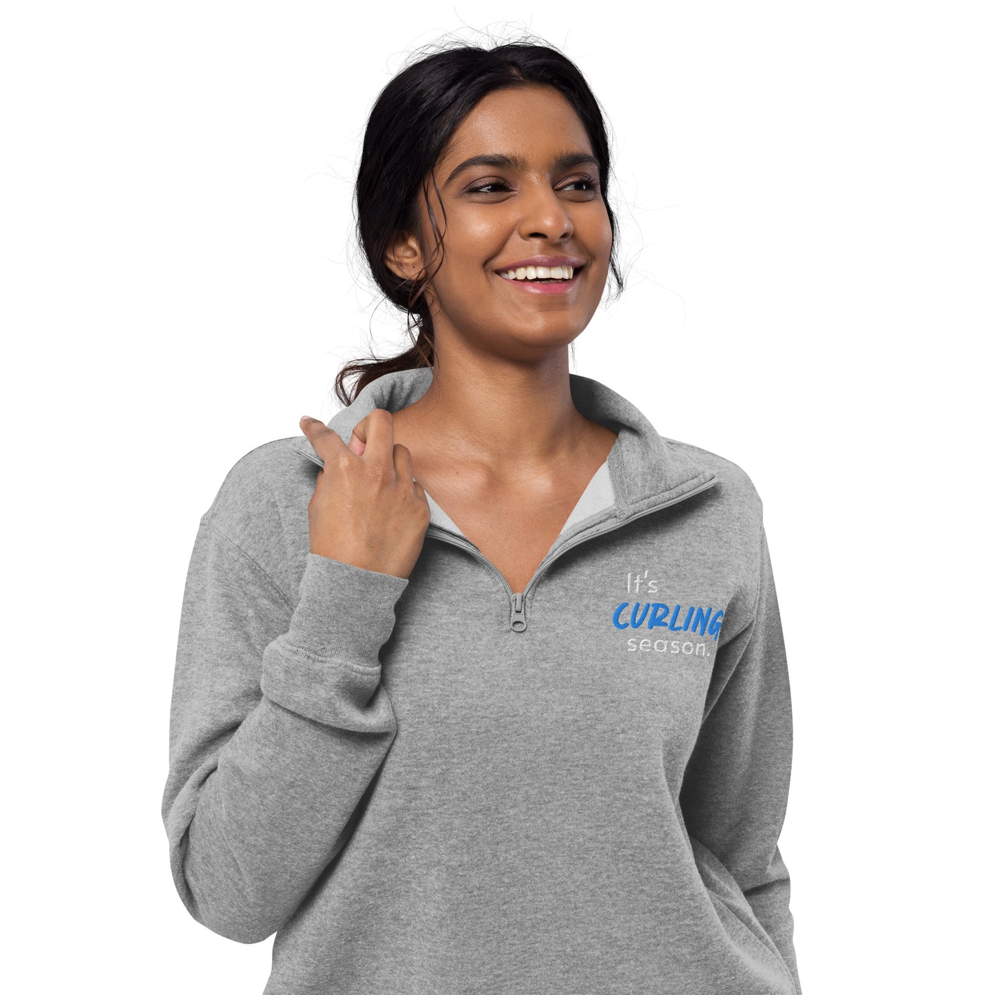 It's curling season embroidered fleece pullover
