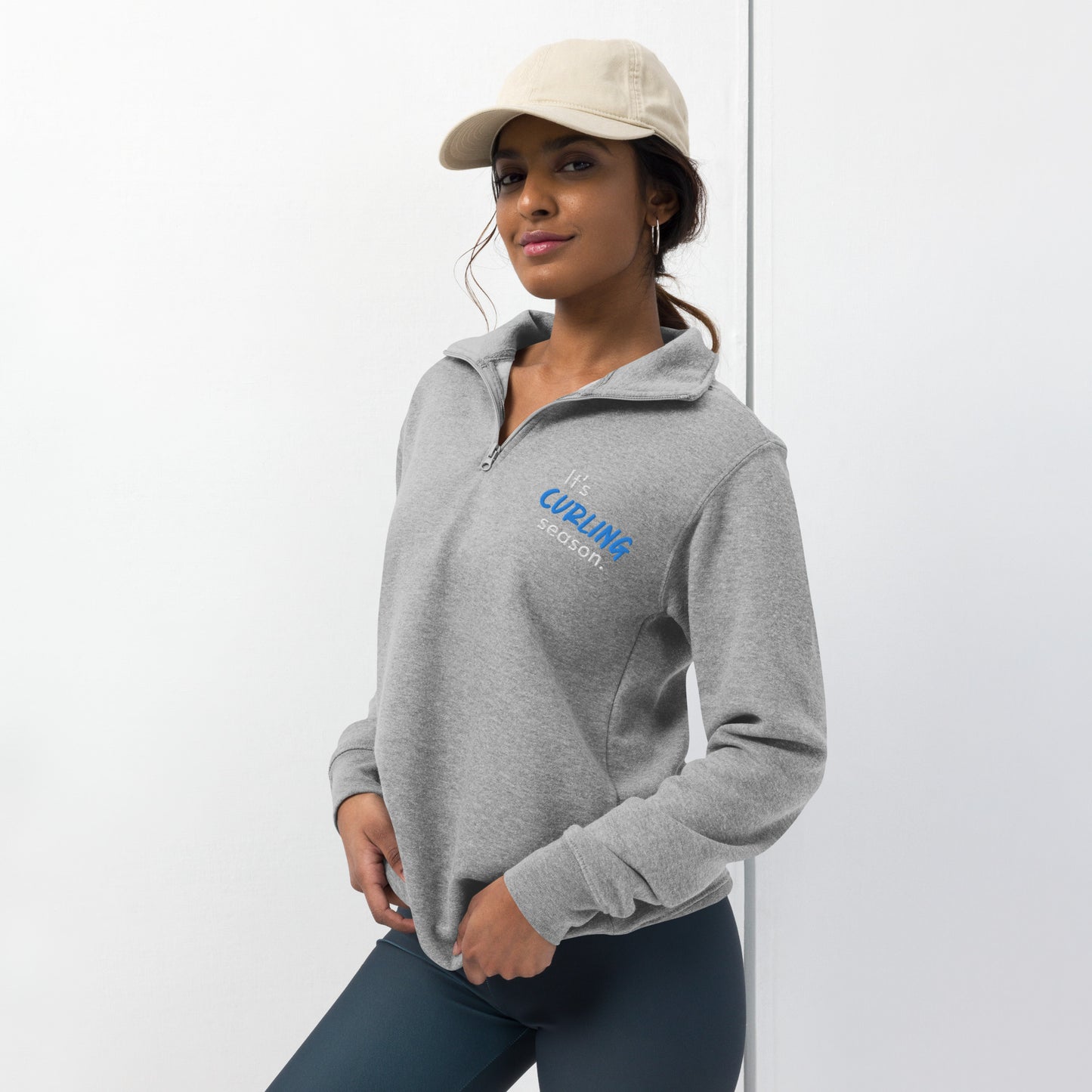 It's curling season embroidered fleece pullover