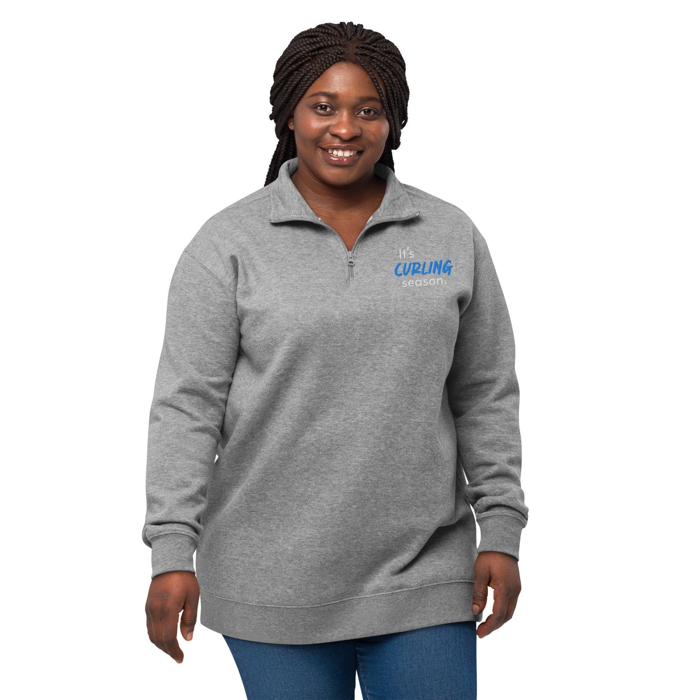 It's curling season embroidered fleece pullover