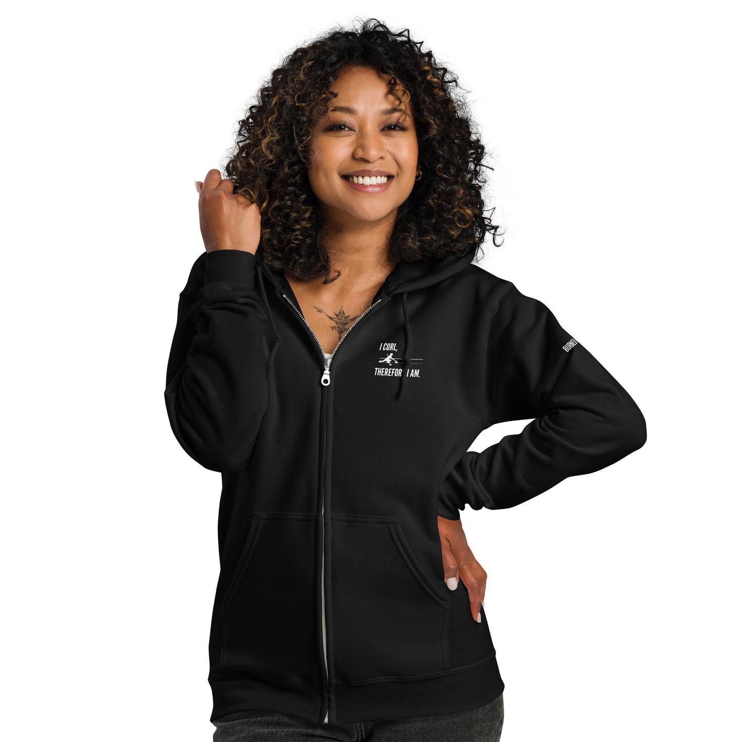 I curl therefore I am heavy blend zip hoodie - dark