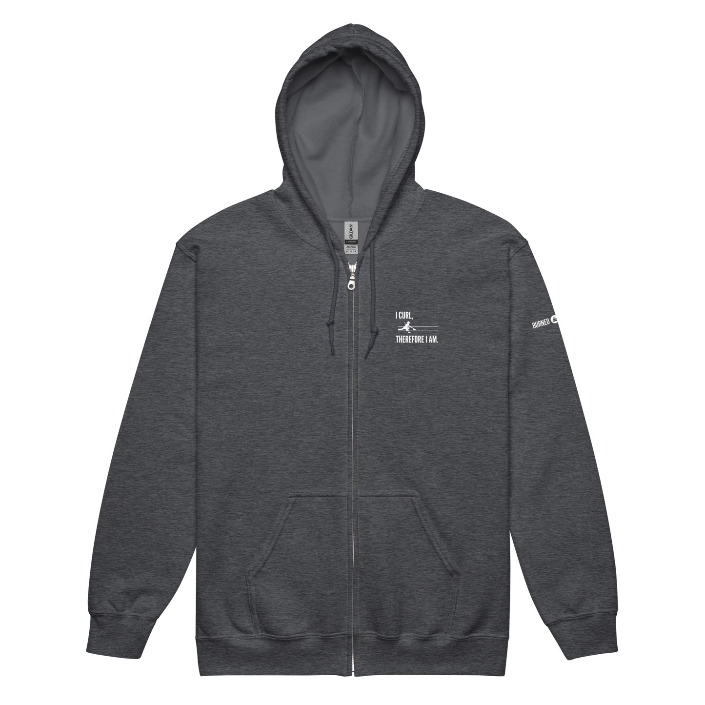 I curl therefore I am heavy blend zip hoodie - dark