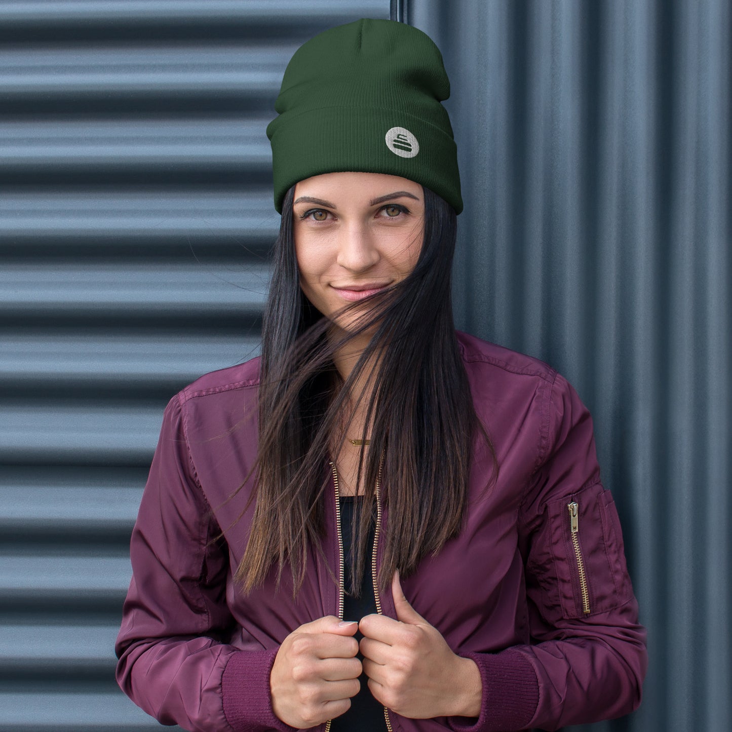 Burned Stone Logo Embroidered Beanie