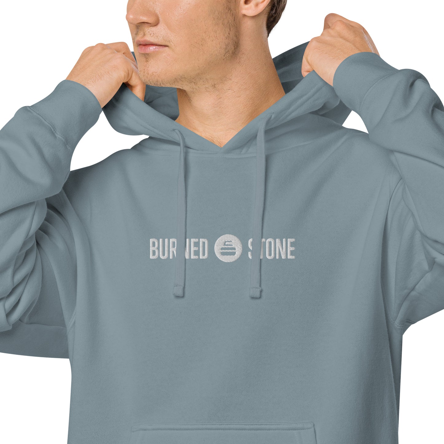 Burned Stone Logo Pigment-Dyed Hoodie